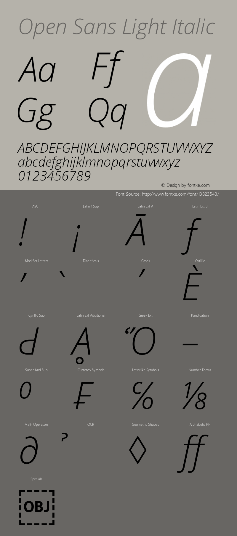 Open Sans Light Italic Version 1.10 Font Sample