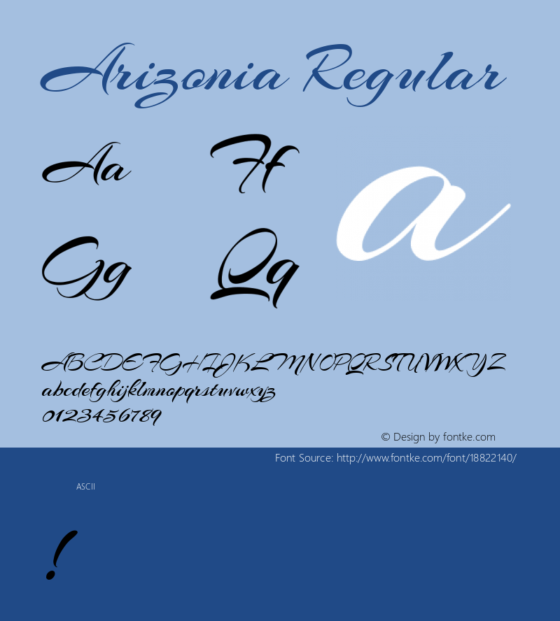 Arizonia Regular Version 1.003; ttfautohint (v1.4.1) Font Sample