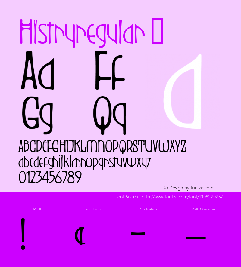 ☞Histry regular Macromedia Fontographer 4.1 12/01/04;com.myfonts.easy.drewfonts.histry.regular.wfkit2.version.287w图片样张