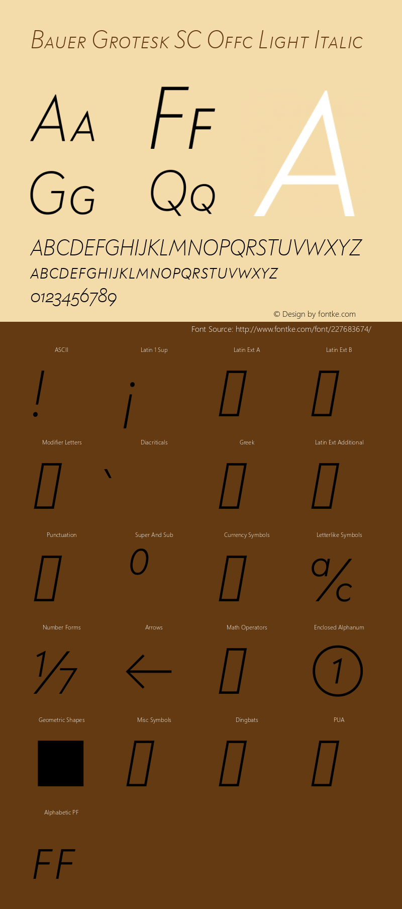 Bauer Grotesk SC Offc Light Italic Version 7.504; 2014; Build 1020图片样张