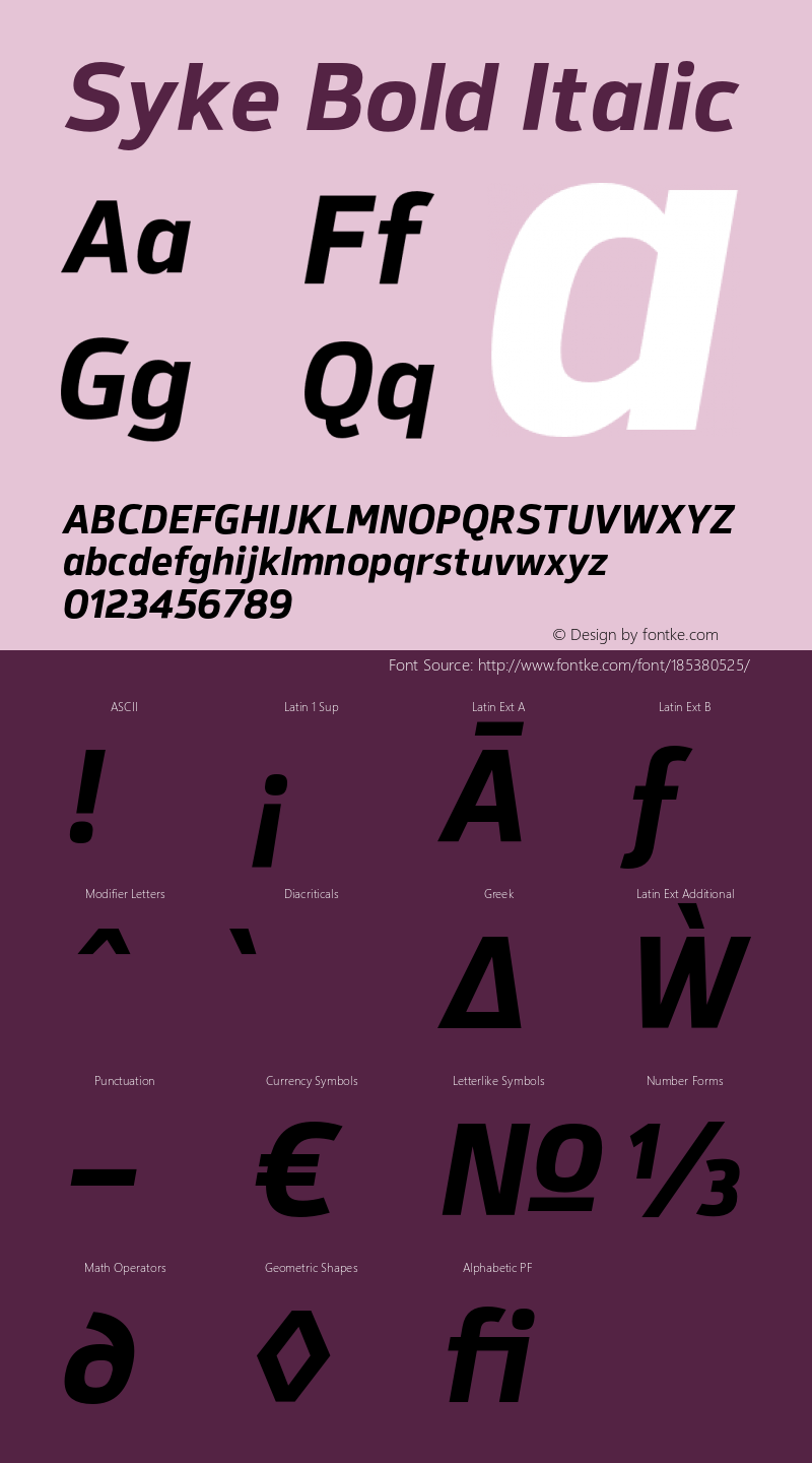 Syke Bold Italic Version 001.000 April 2019图片样张