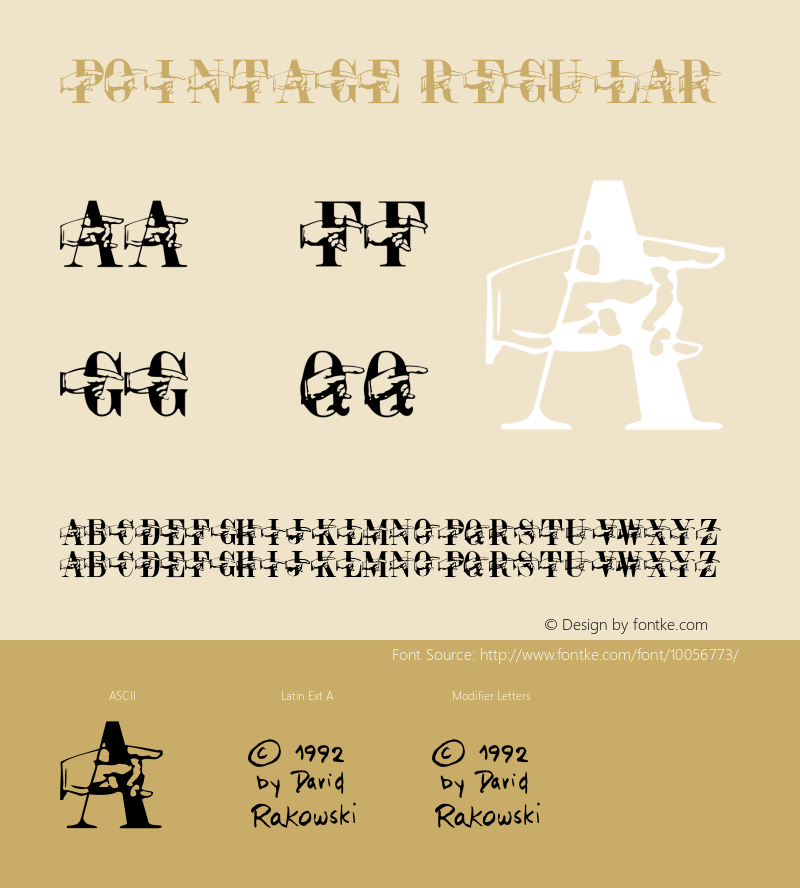 Pointage Regular Altsys Fontographer 3.5  10/1/92 Font Sample