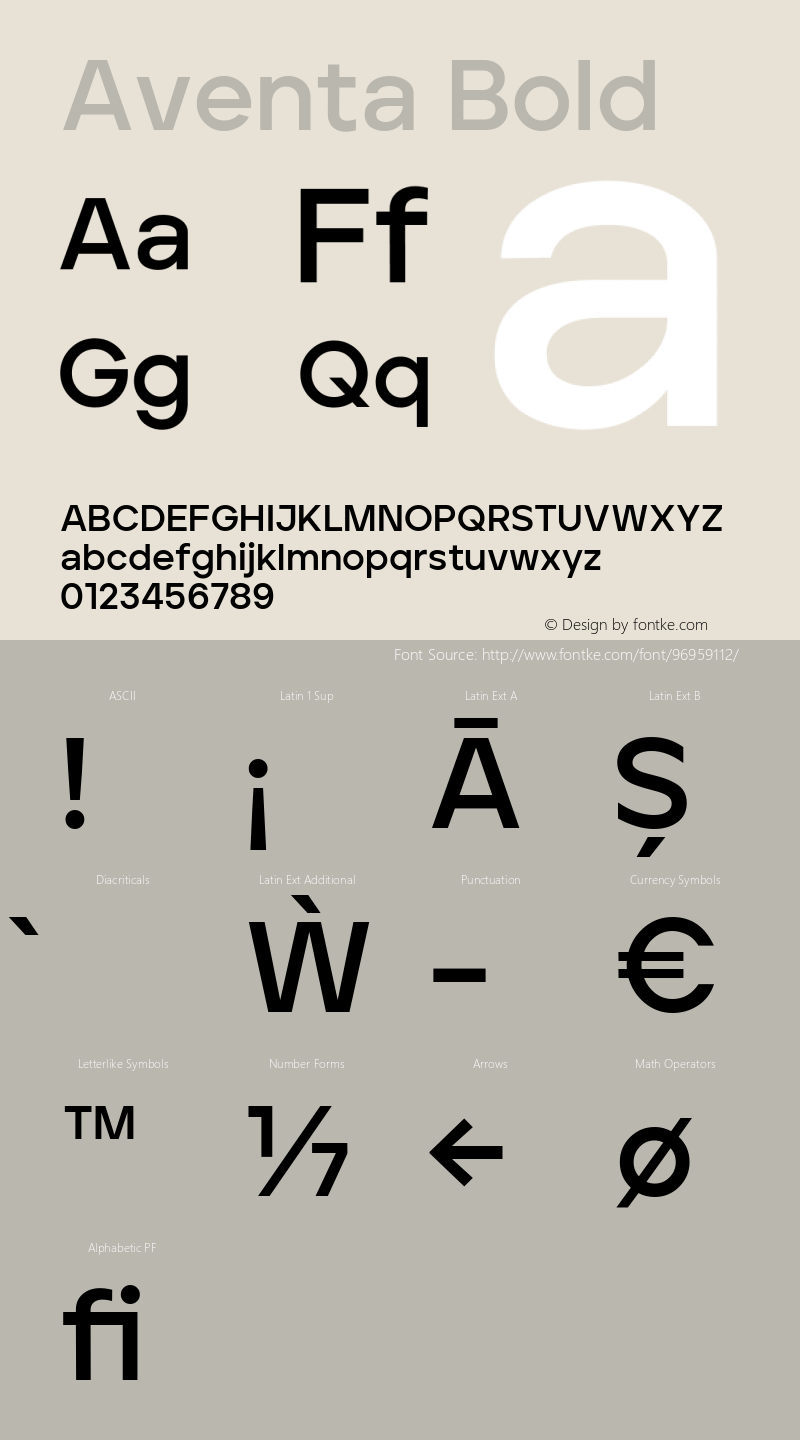 Aventa Bold 1.003 Font Sample