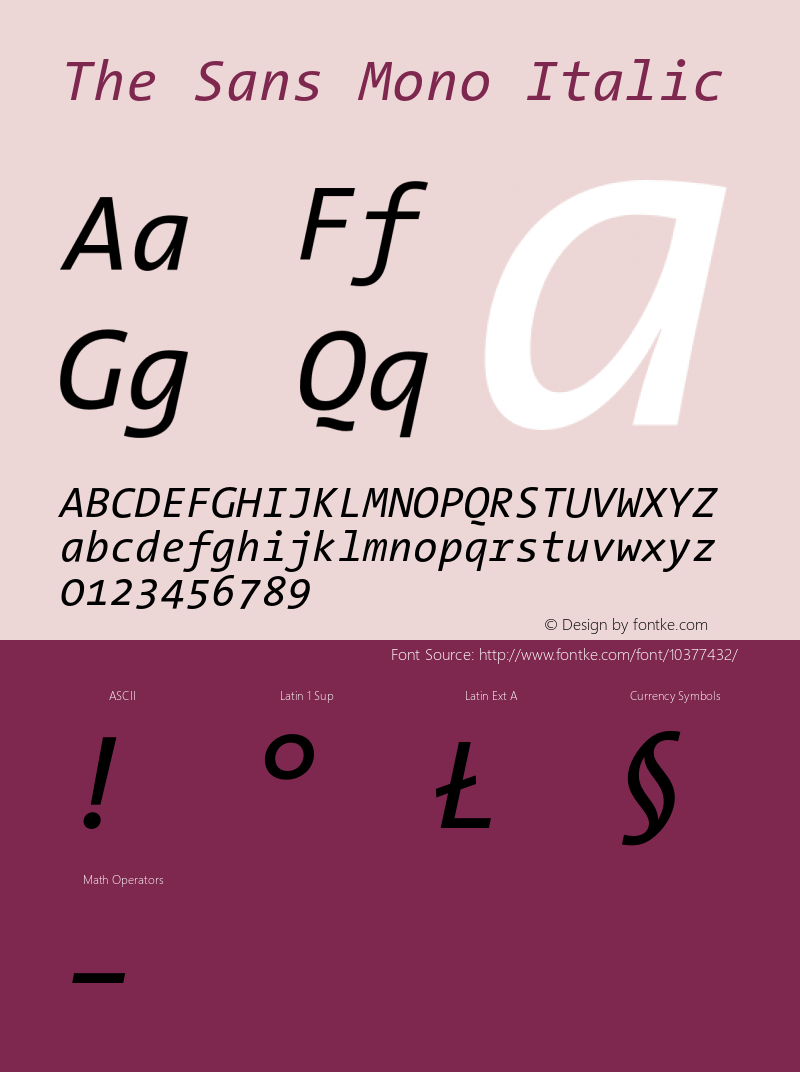 The Sans Mono Italic Version 001.000 Font Sample