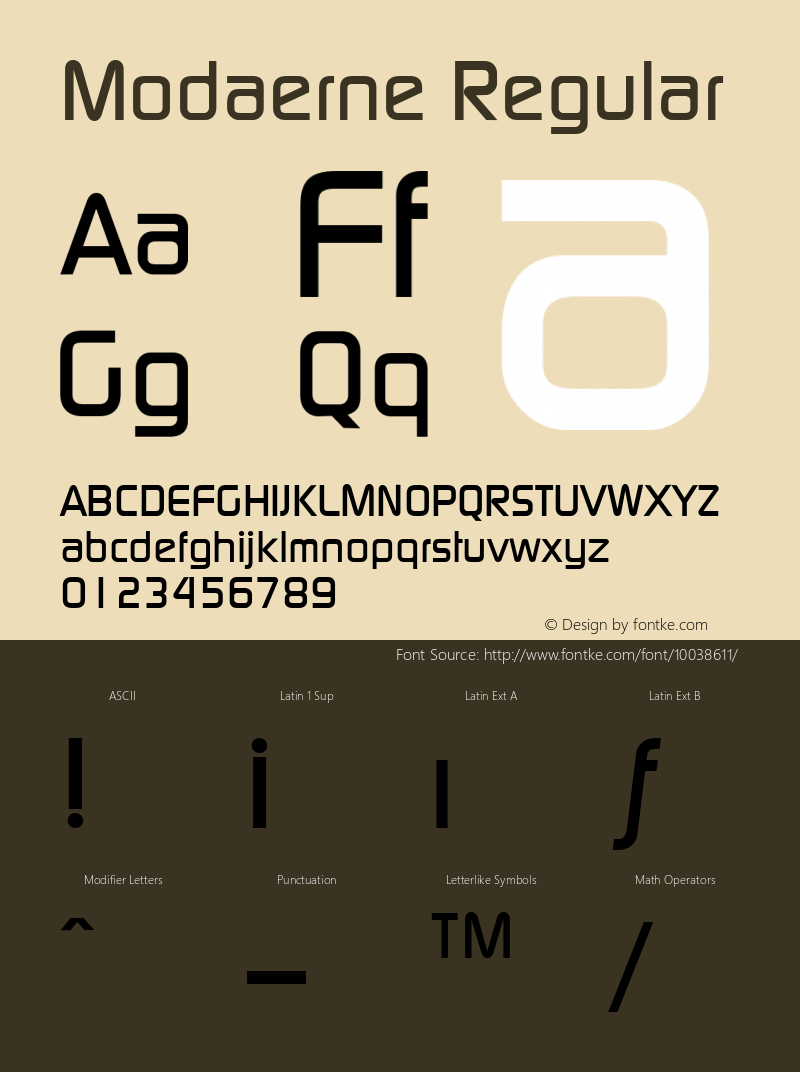 Modaerne Regular The IMSI MasterFonts Collection, tm 1995 IMSI Font Sample