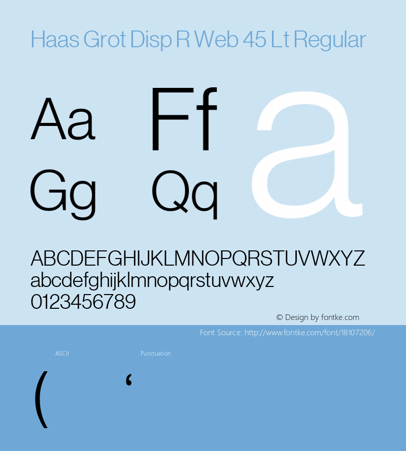Haas Grot Disp R Web 45 Lt Regular Version 001.000 2011 Font Sample