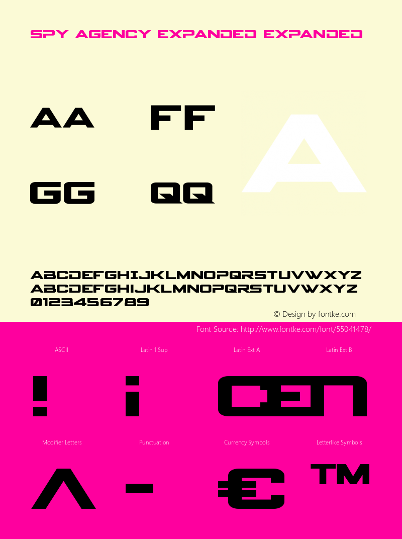 Spy Agency Expanded Version 3.2; 2020 Font Sample