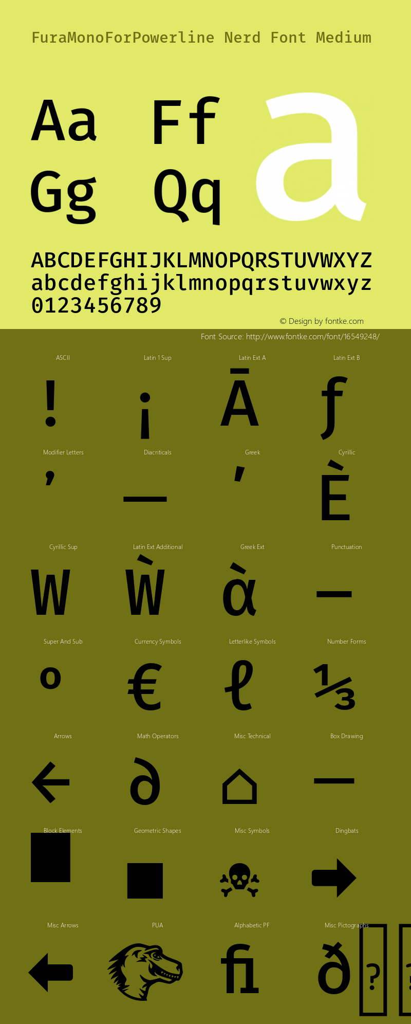 FuraMonoForPowerline Nerd Font Medium Version 3.111;PS 003.111;hotconv 1.0.70;makeotf.lib2.5.58329 Font Sample