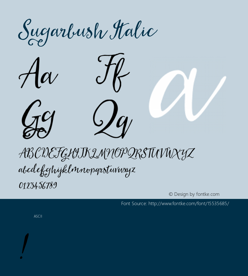 Sugarbush Italic Version 1.00 2015 Font Sample