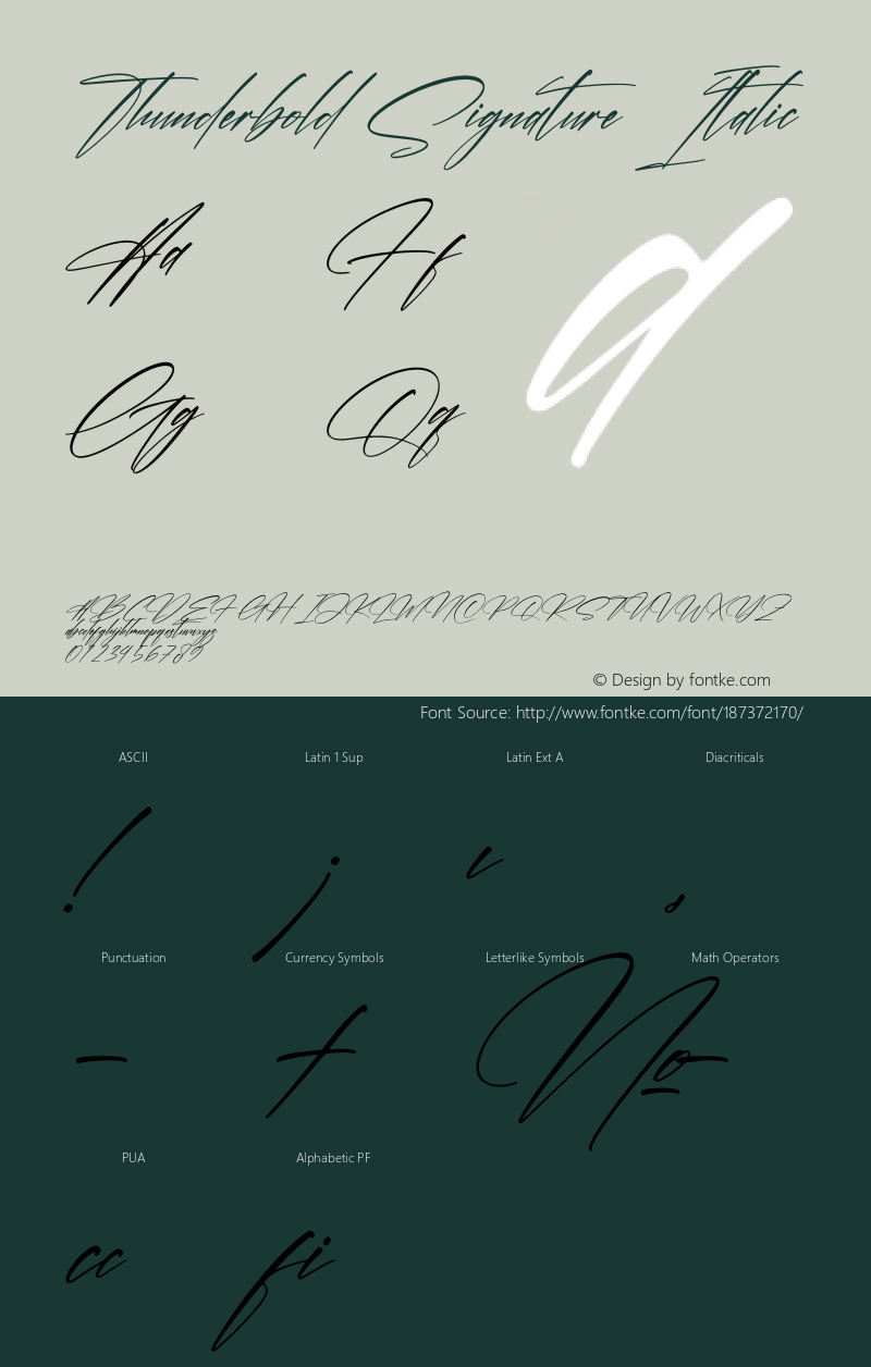 Thunderbold Signature Italic Version 1.00;October 27, 2021;FontCreator 13.0.0.2683 64-bit图片样张