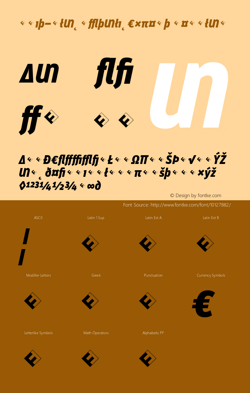 Unit-BlackItalicExpert Regular Version 4.460 2004 Font Sample