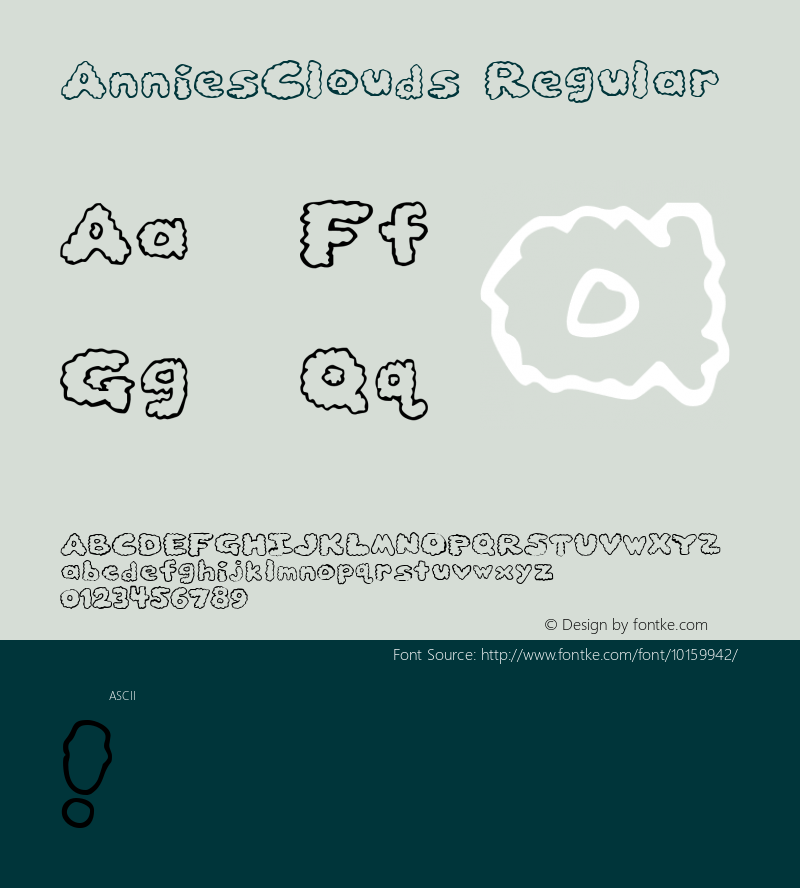 AnniesClouds Regular 2003; 1.0, initial release Font Sample