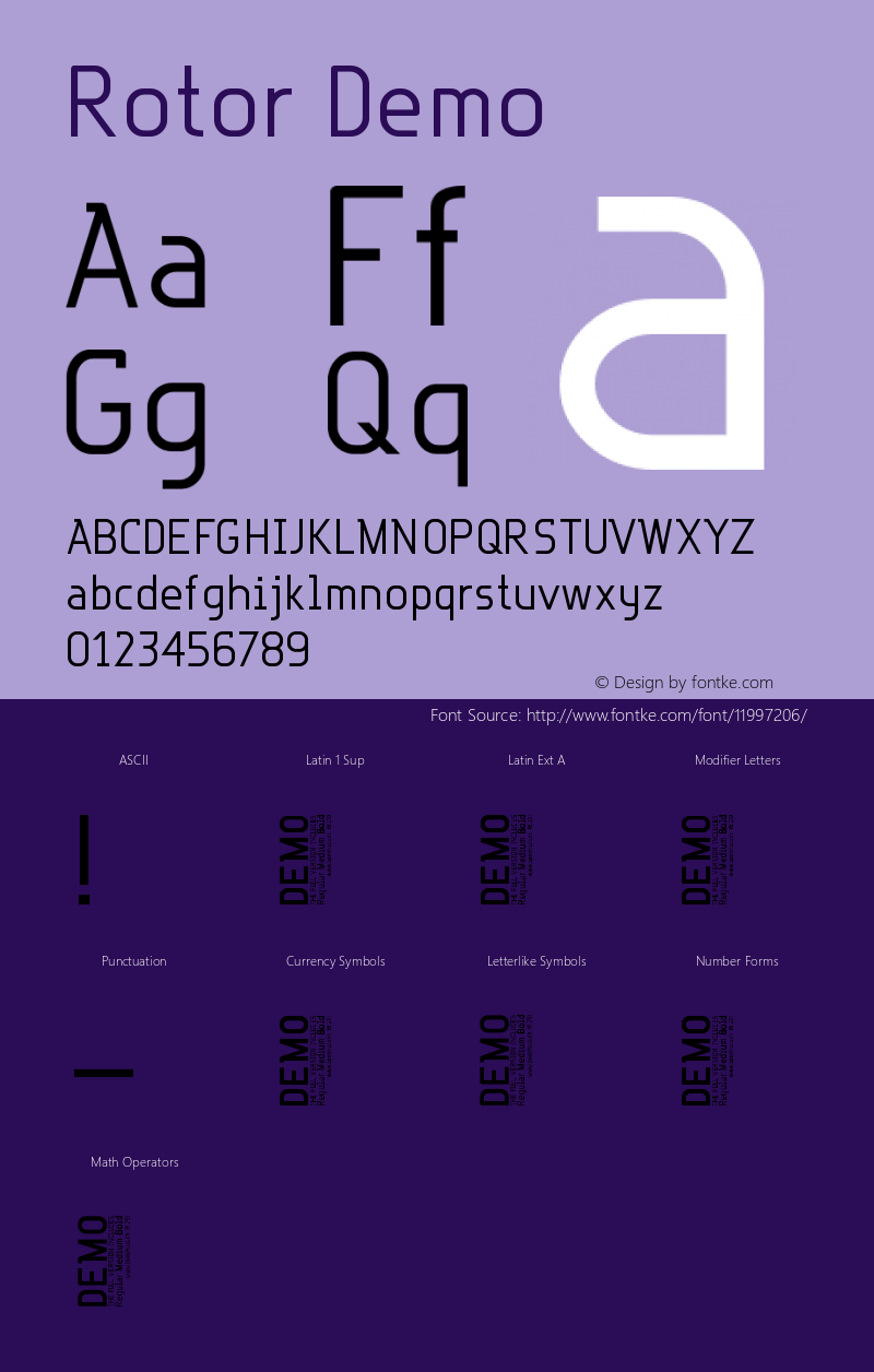 Rotor Demo Version 3.001 Font Sample