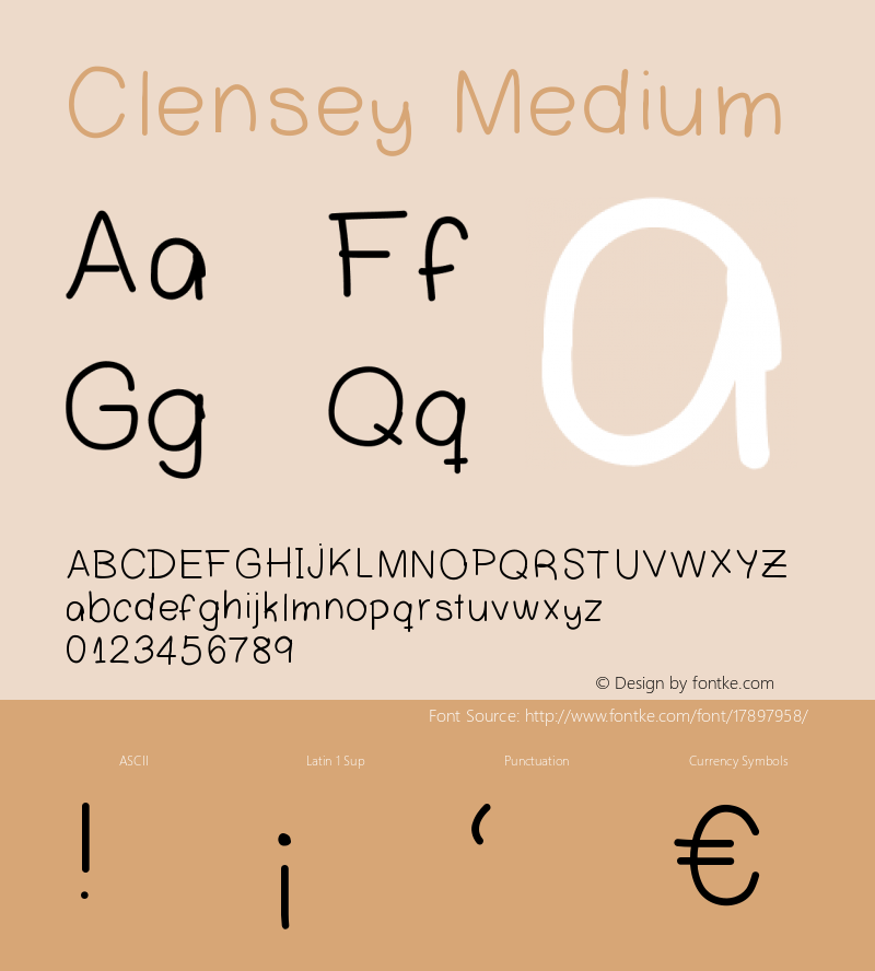 Clensey Medium Version 001.000 Font Sample