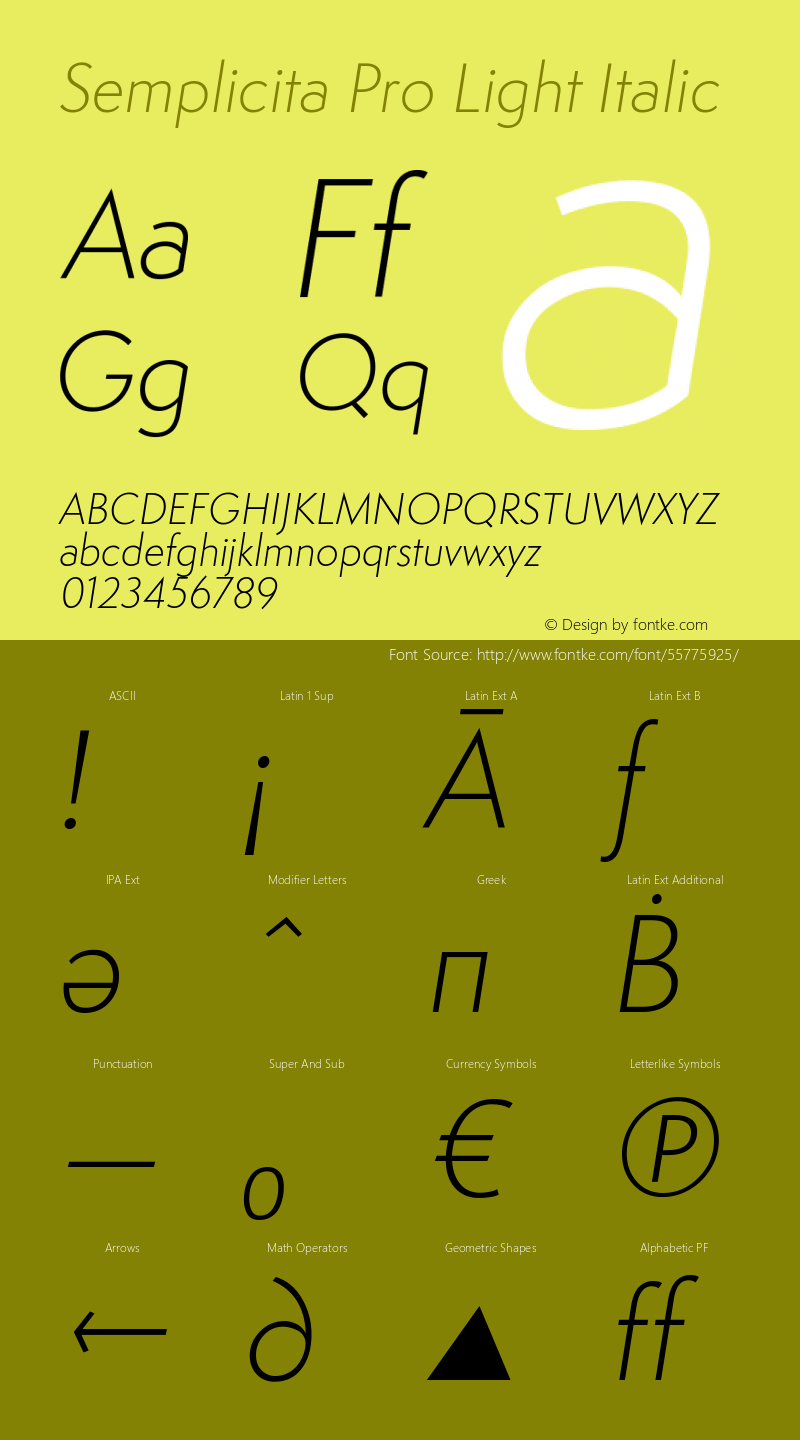 SemplicitaPro-LightItalic Version 1.000;PS 001.001;hotconv 1.0.56 Font Sample