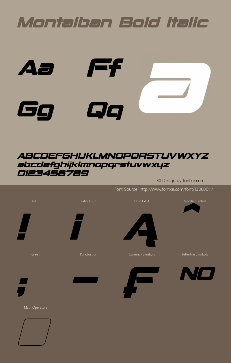 Montalban Bold Italic Version 2.00 April 18, 2016 Font Sample