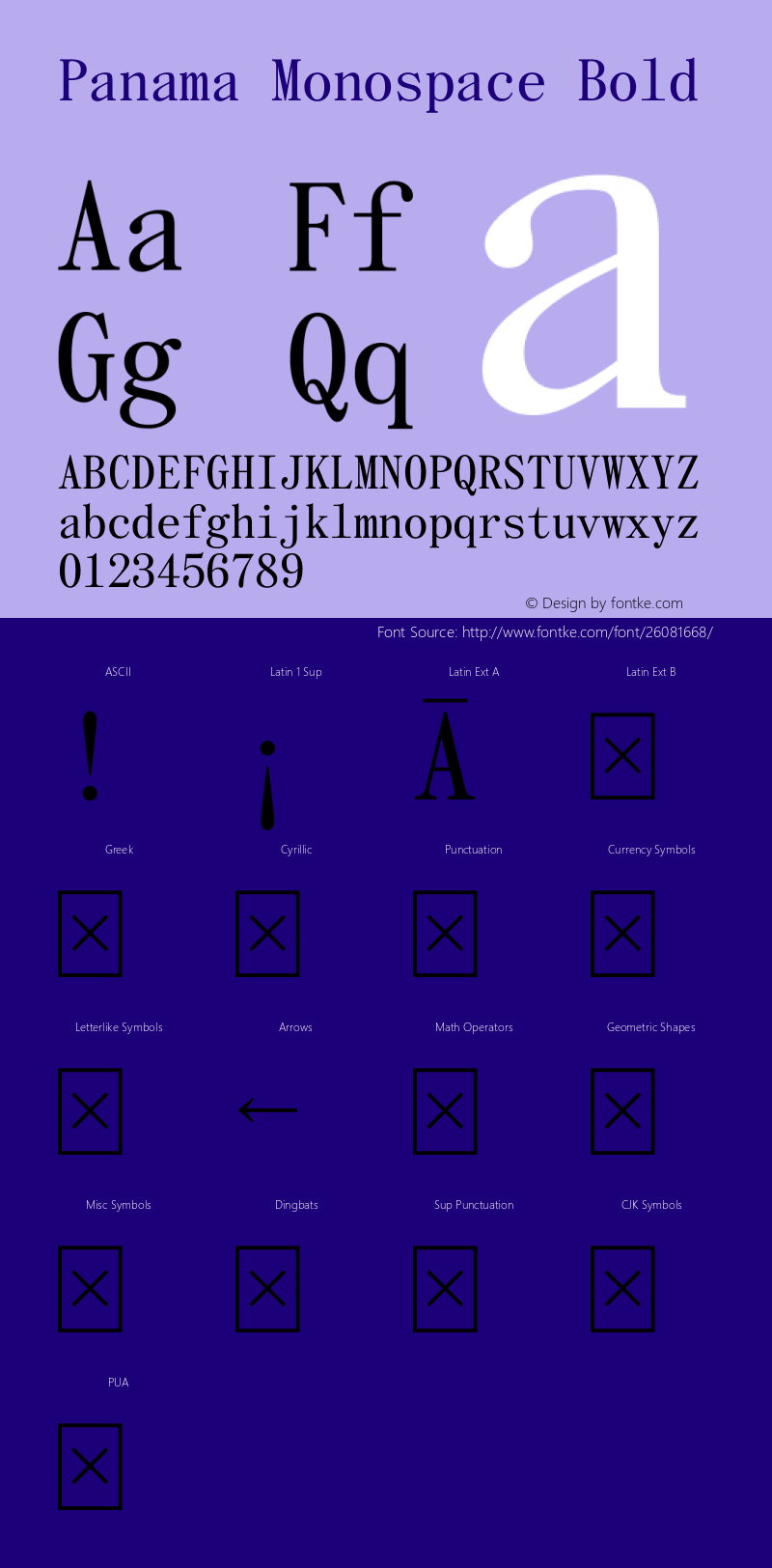 Panama Monospace Bold 001.000 Font Sample