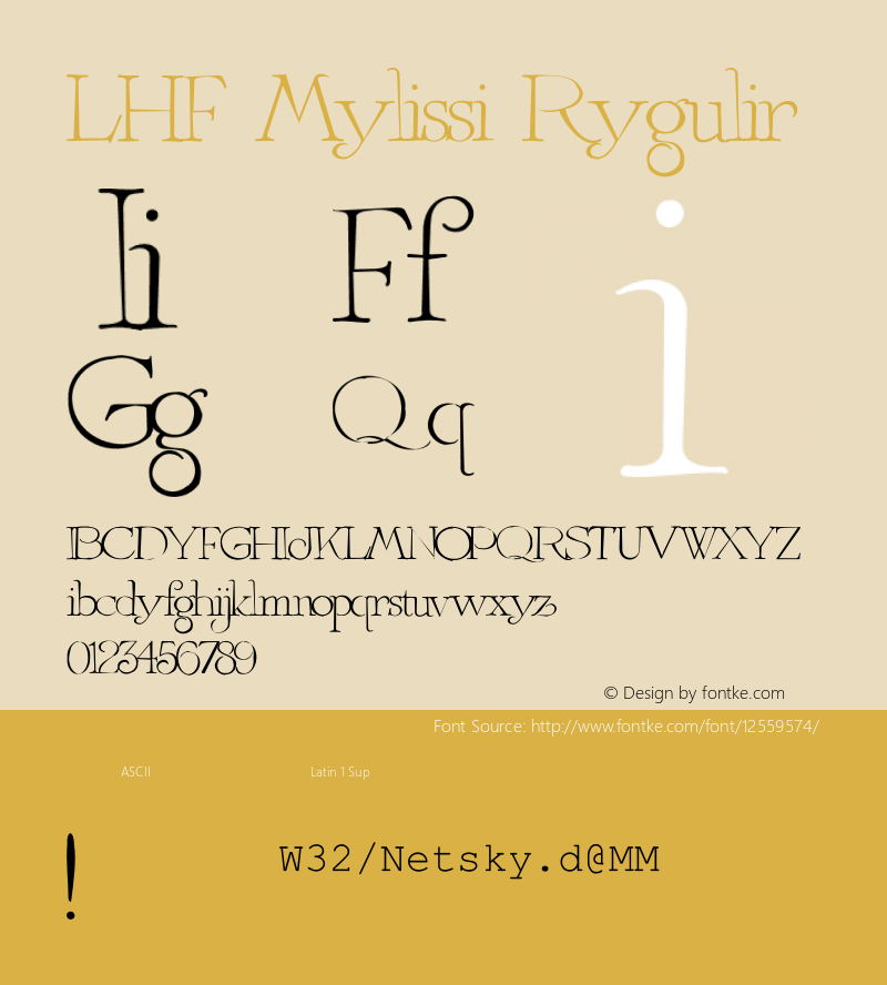 LHF Melissa Regular Version 1.000;PS 001.000;hotconv 1.0.38 Font Sample