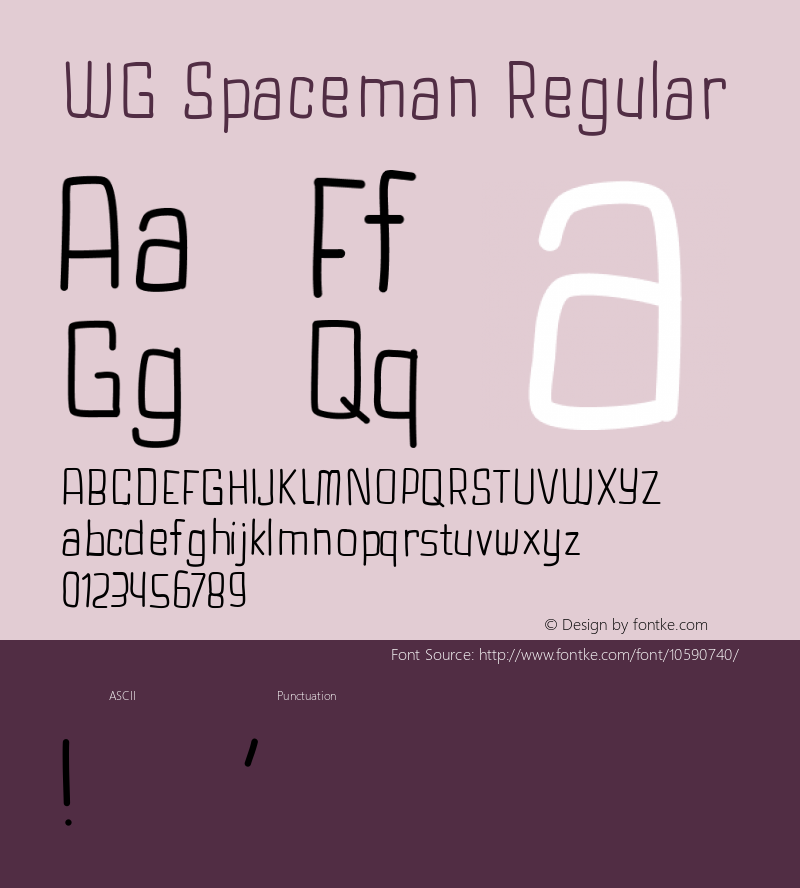 WG Spaceman Regular Version 001.000 Font Sample