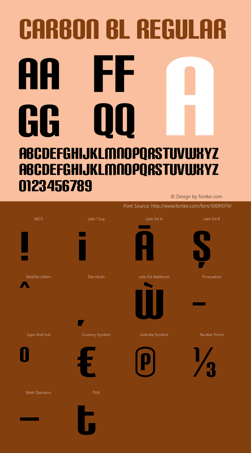 Carbon Bl Regular Version 4.001 Font Sample