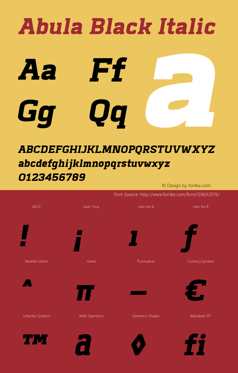 Abula-BlackItalic Version 1.000 Font Sample