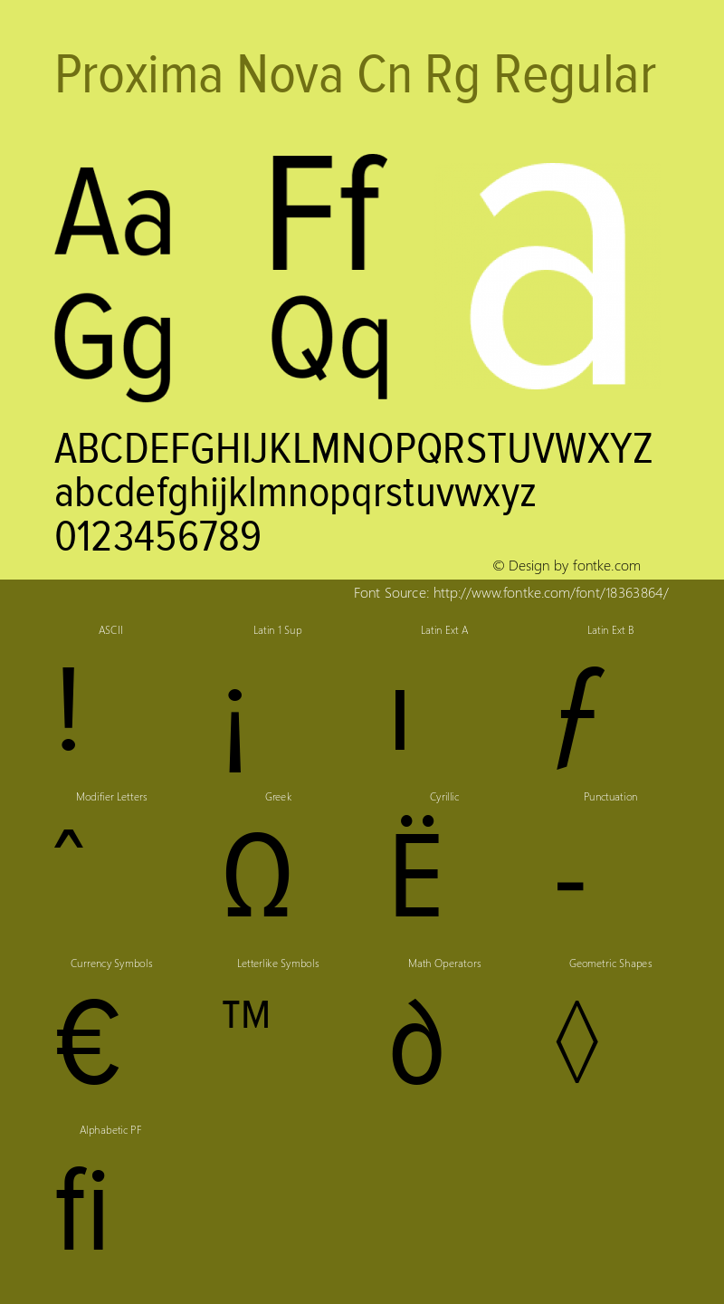 Proxima Nova Cn Rg Regular Version 2.003 Font Sample