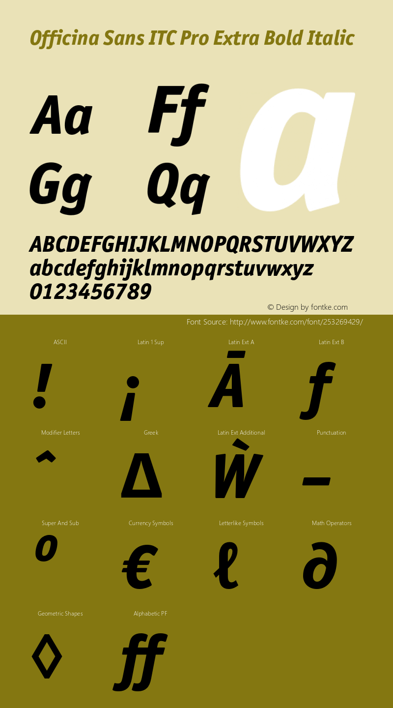 Officina Sans ITC Pro XBd It Version 2.00图片样张