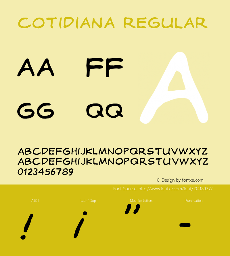 Cotidiana Regular Macromedia Fontographer 4.1.2 3/8/11 Font Sample