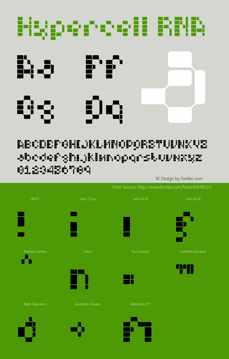 Hypercell RNA Version 001.000 Font Sample