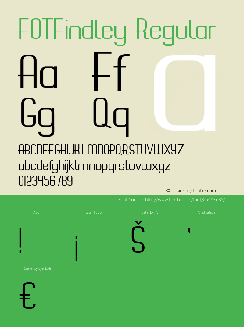 FOTFindley Version 1.000 Font Sample