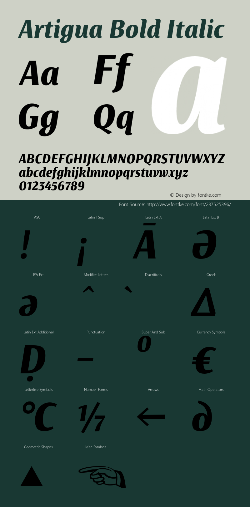 Artigua Bold Italic Version 1.000;PS 001.000;hotconv 1.0.88;makeotf.lib2.5.64775图片样张