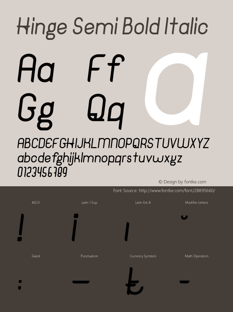 Hinge Semi Bold Italic Version 1.00;March 21, 2019;FontCreator 11.5.0.2422 64-bit Font Sample