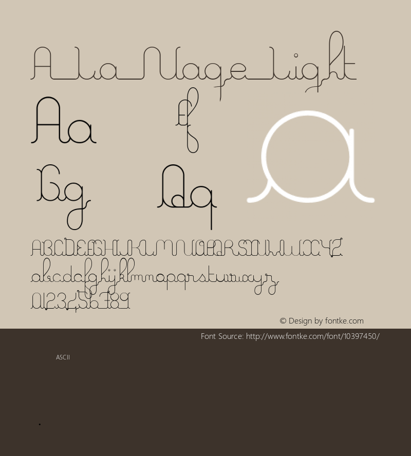 A La Nage Light Version 2.000 Font Sample