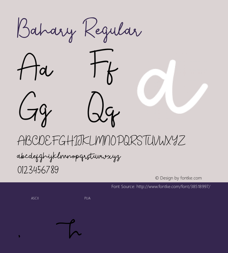 Bahary Version 1.00;September 27, 2019;FontCreator 11.5.0.2422 64-bit Font Sample