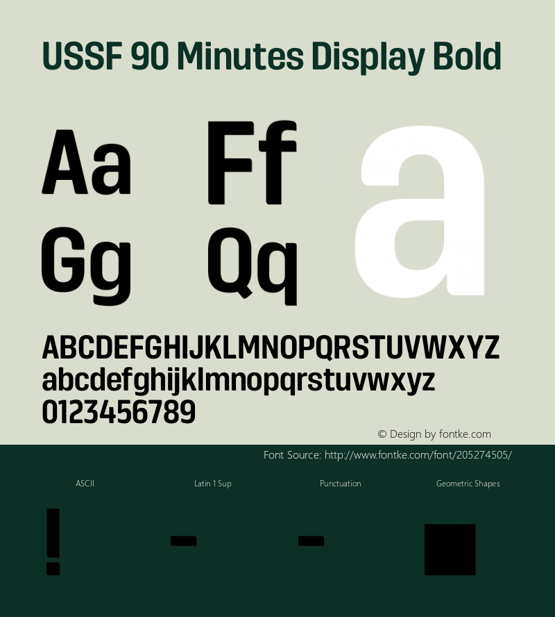 USSF 90 Minutes Display Bold Regular Version 0.002;PS 0.2;hotconv 1.0.81;makeotf.lib2.5.63406 DEVELOPMENT图片样张