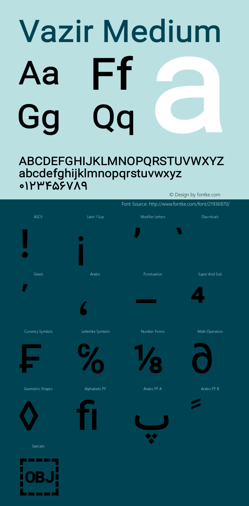 Vazir Medium Version 10.0.0 Font Sample