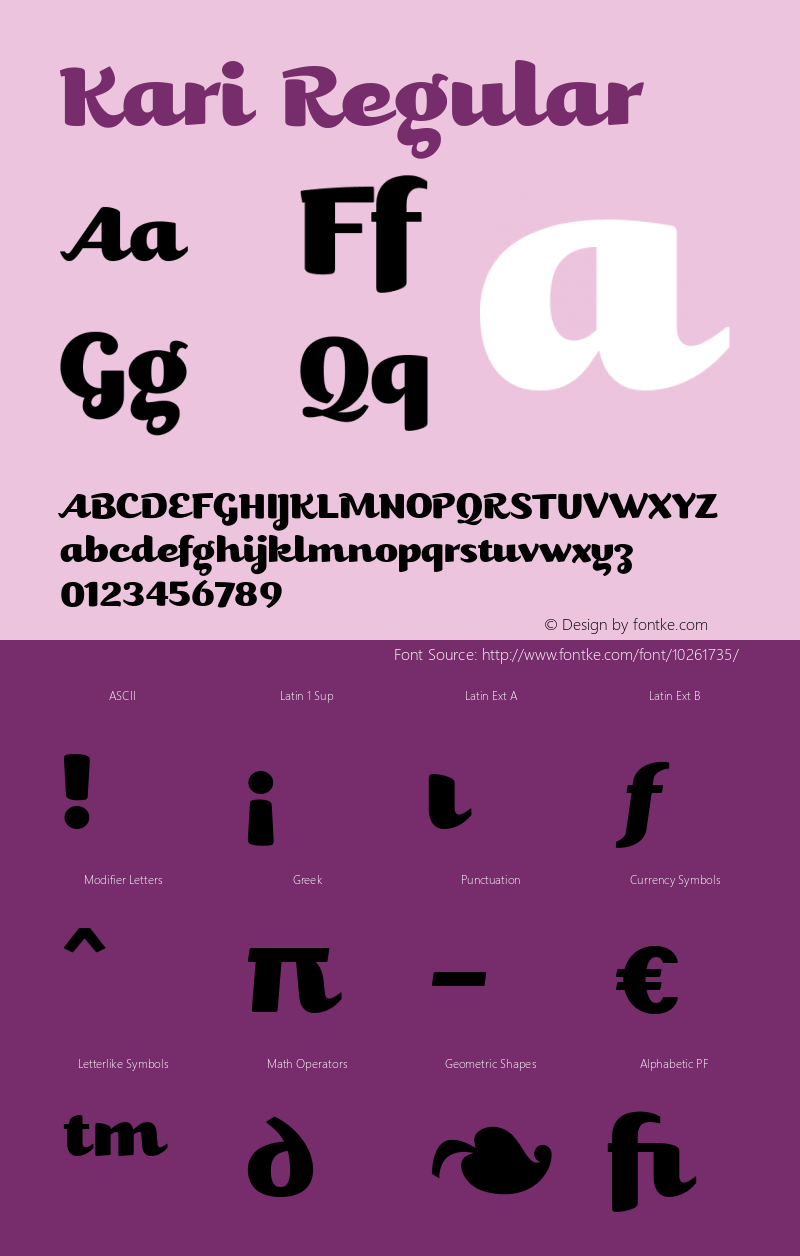 Kari Regular Unknown Font Sample