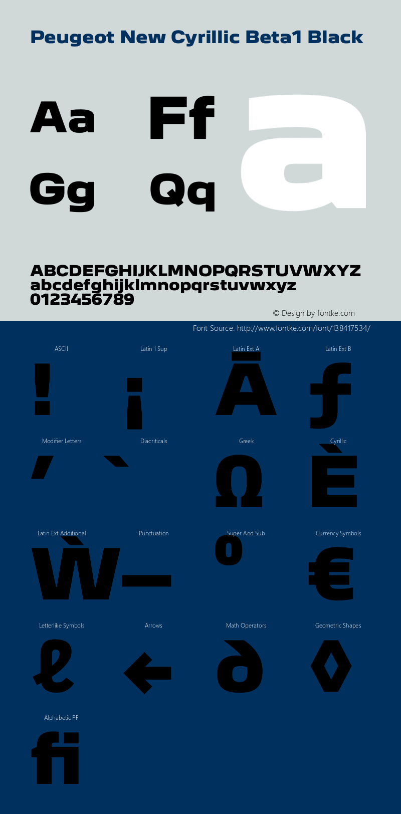 Peugeot New Cyrillic Beta1 Black Version 1.000;FEAKit 1.0 Font Sample