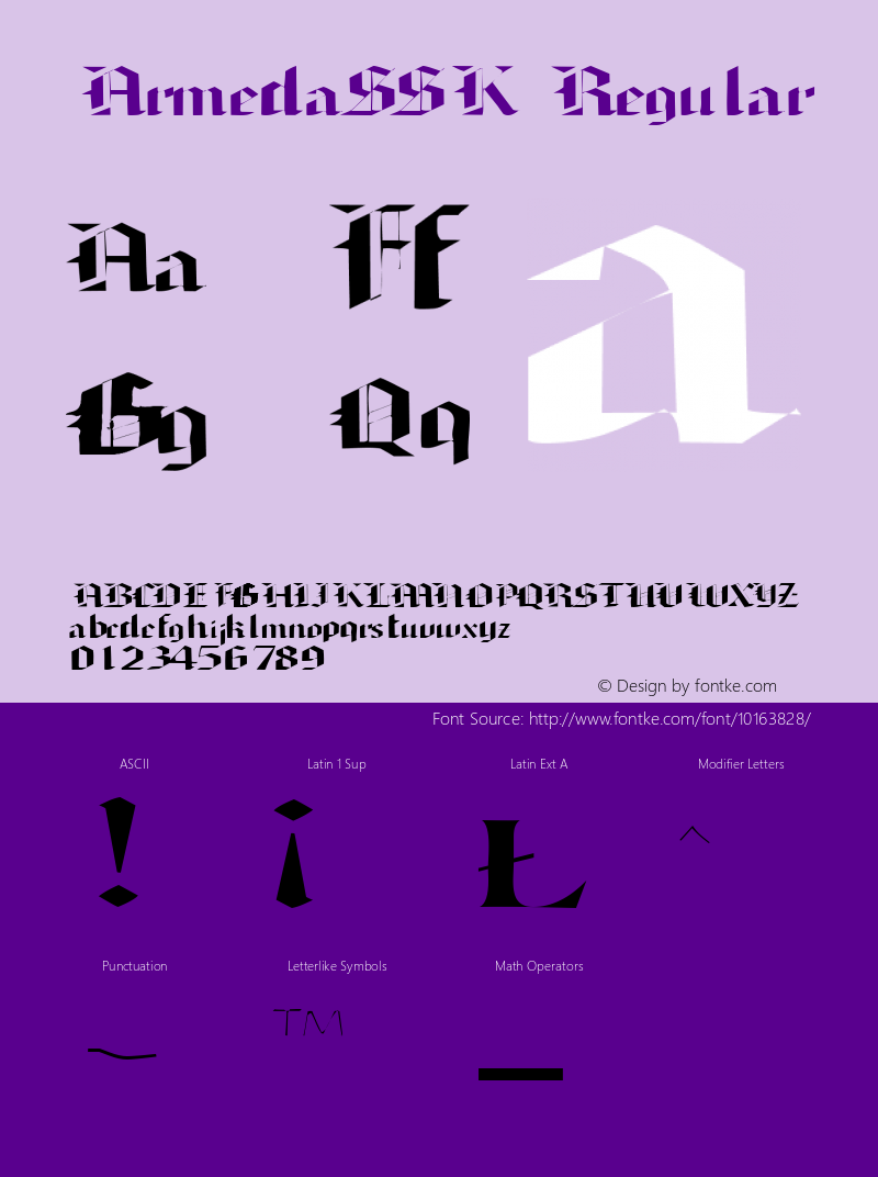 ArmedaSSK Regular Macromedia Fontographer 4.1 8/10/95 Font Sample