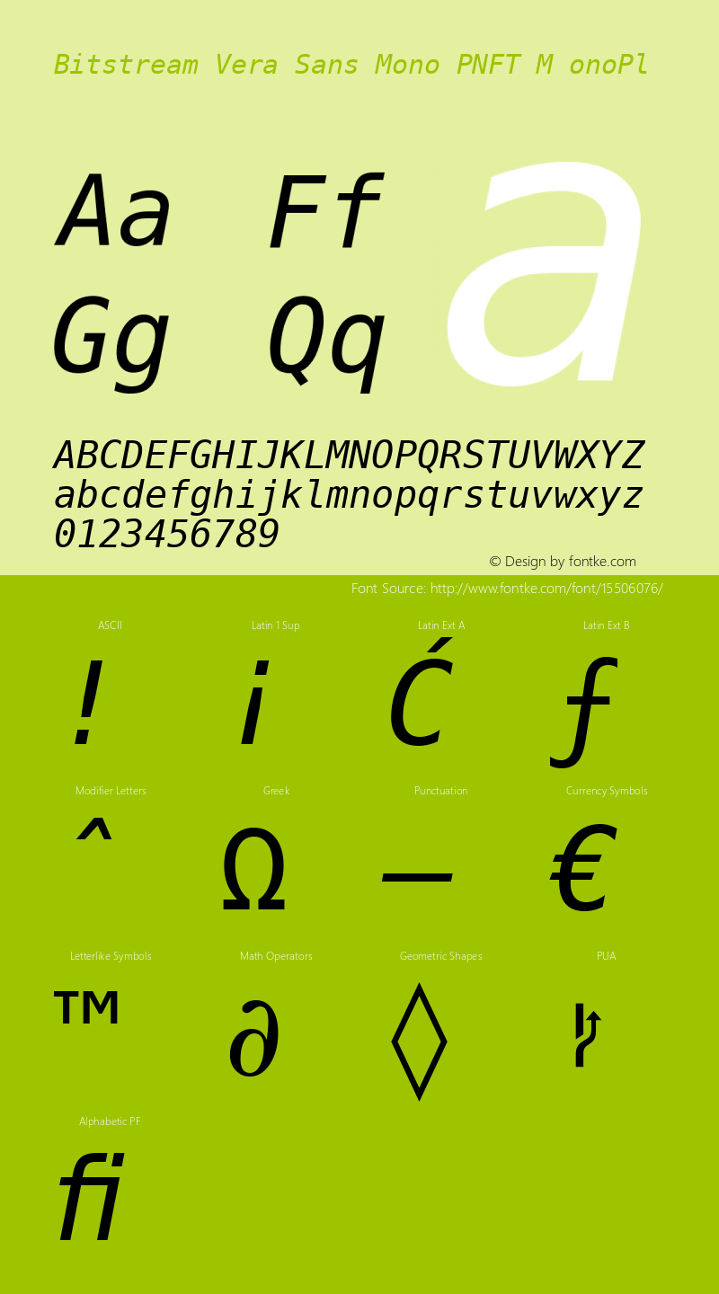 Bitstream Vera Sans Mono PNFT M onoPl Release 1.10 Font Sample