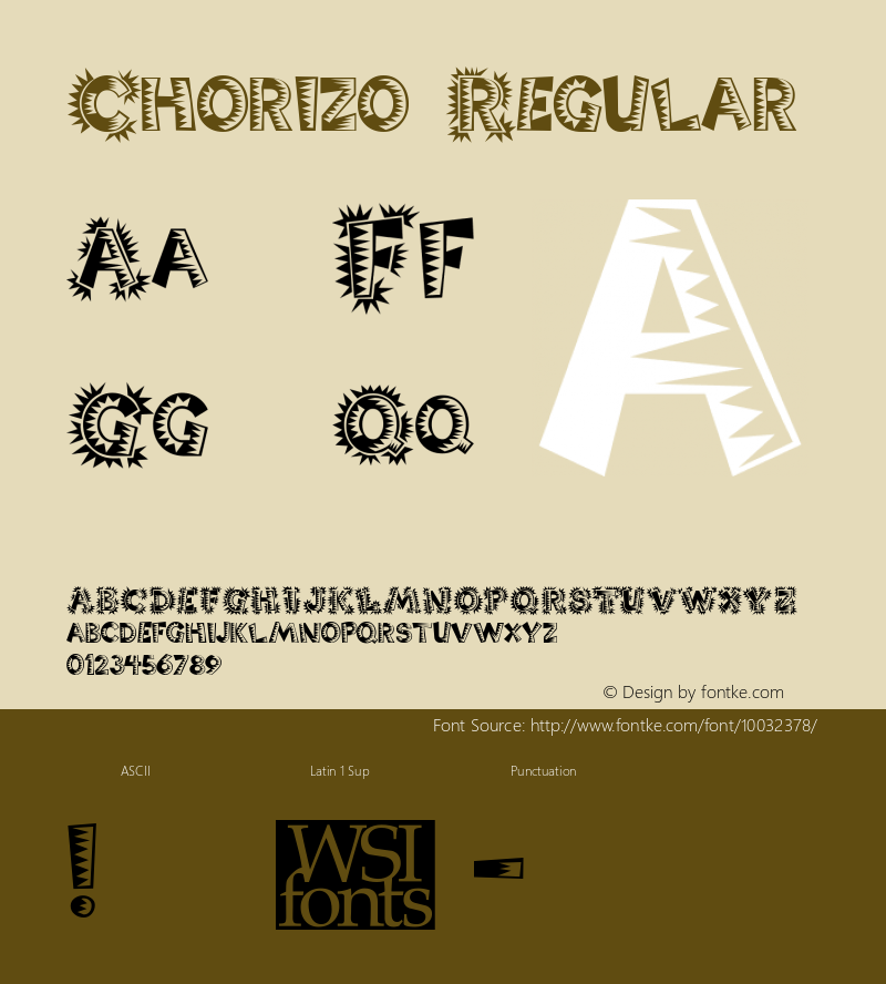 Chorizo Regular Macromedia Fontographer 4.1.5 5/17/98 Font Sample