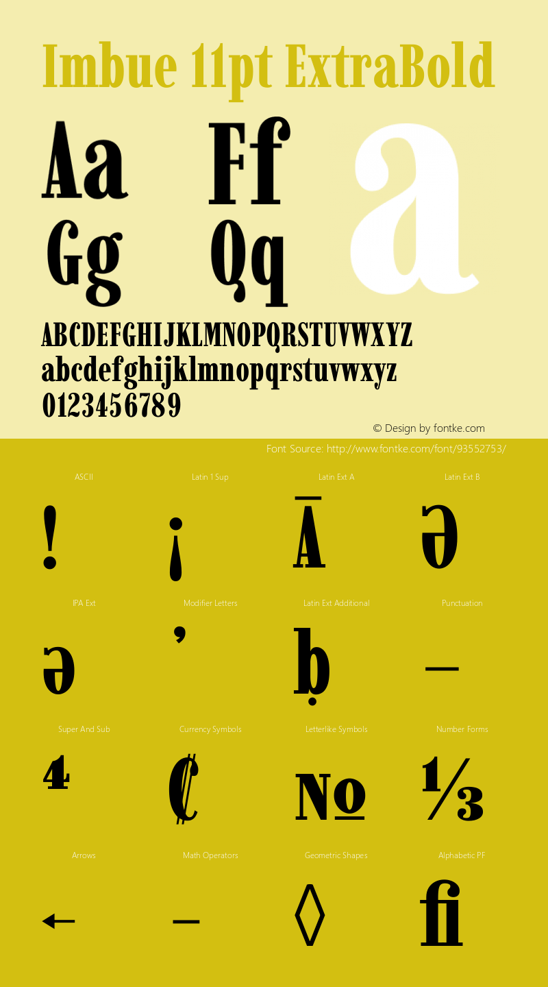 Imbue 11pt ExtraBold Version 1.102 Font Sample