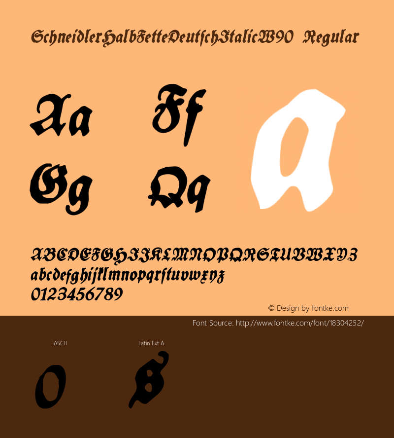 SchneidlerHalbFetteDeutschItalicW90 Regular Version 1.00 Font Sample