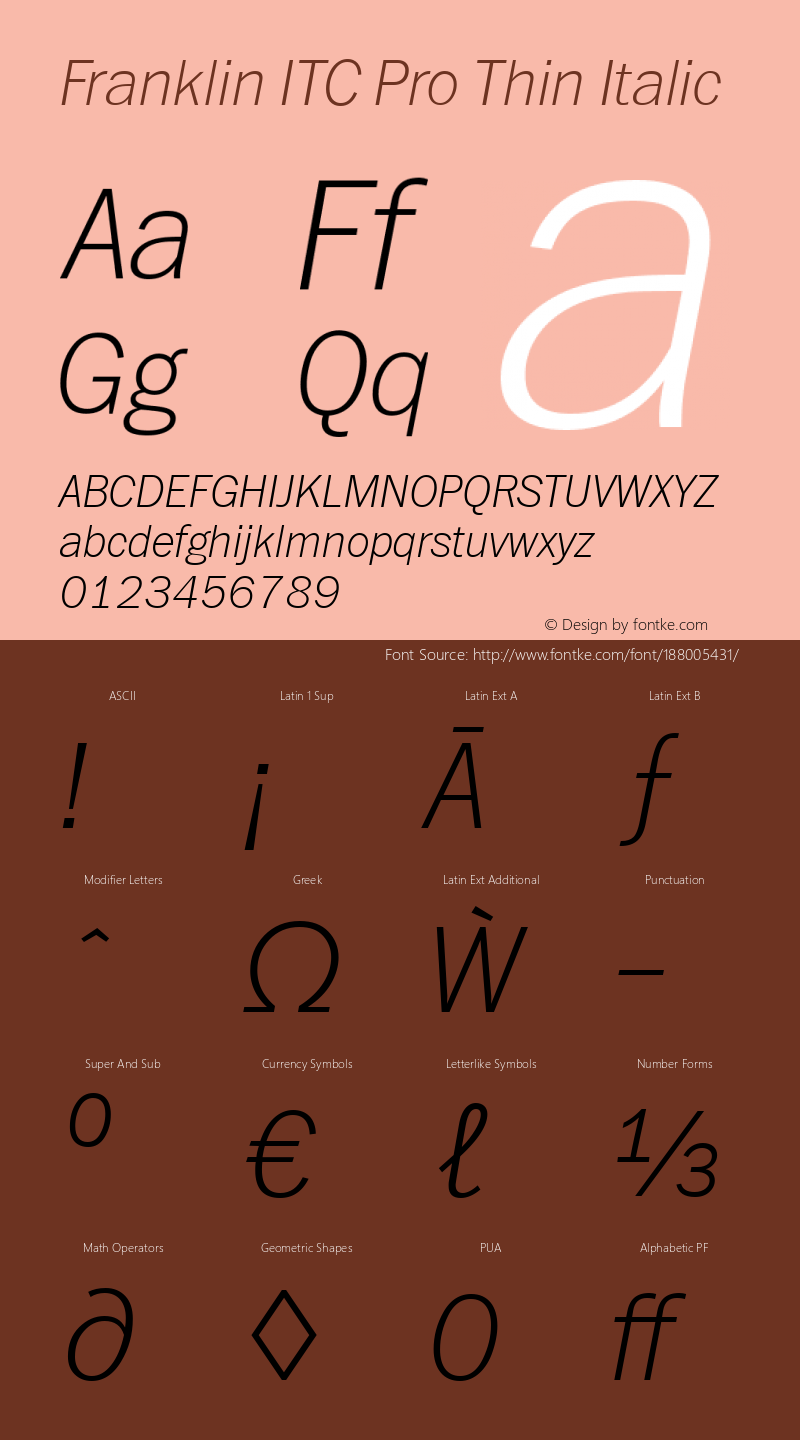 Franklin ITC Pro Thin Italic Version 1.01图片样张