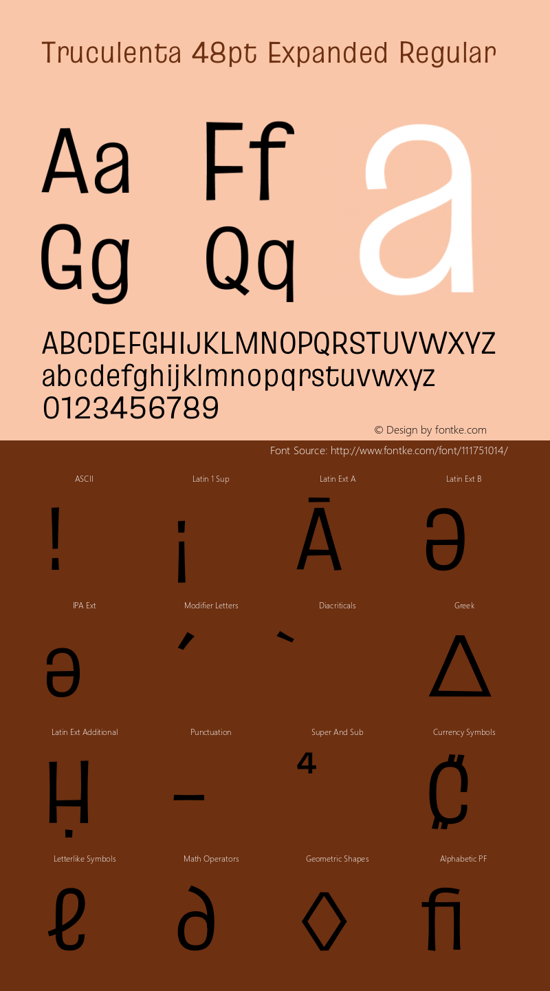 Truculenta 48pt Expanded Regular Version 1.002 Font Sample