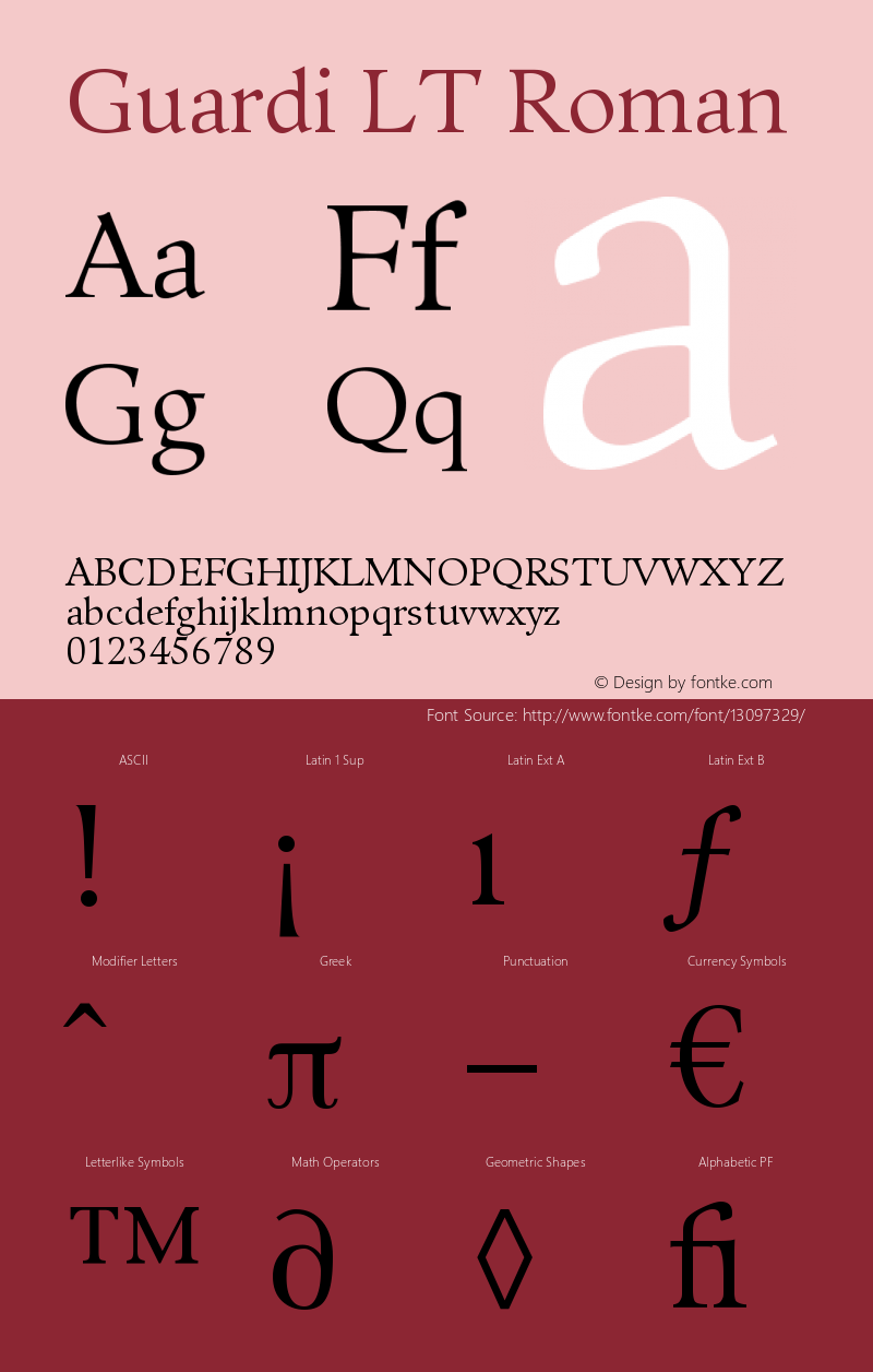 Guardi LT Roman Version 006.000 Font Sample