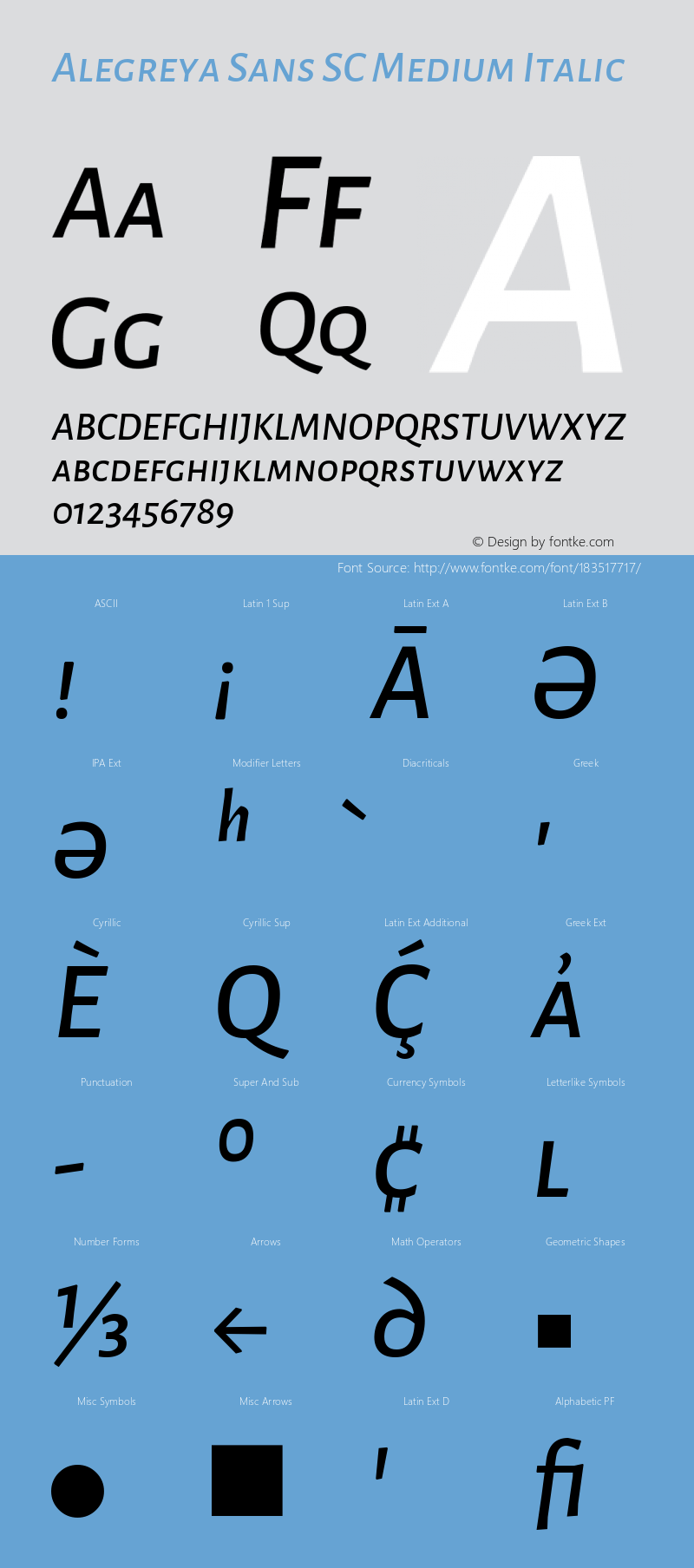 Alegreya Sans SC Medium Italic Version 2.001;PS 002.001;hotconv 1.0.88;makeotf.lib2.5.64775图片样张