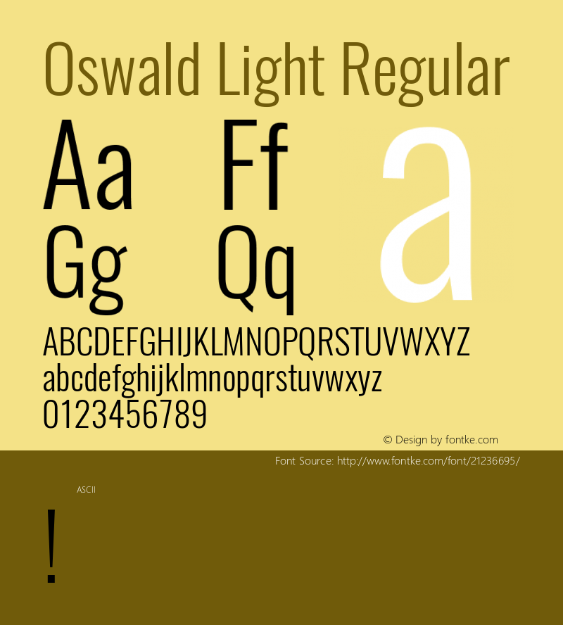 Oswald Light Regular  Font Sample