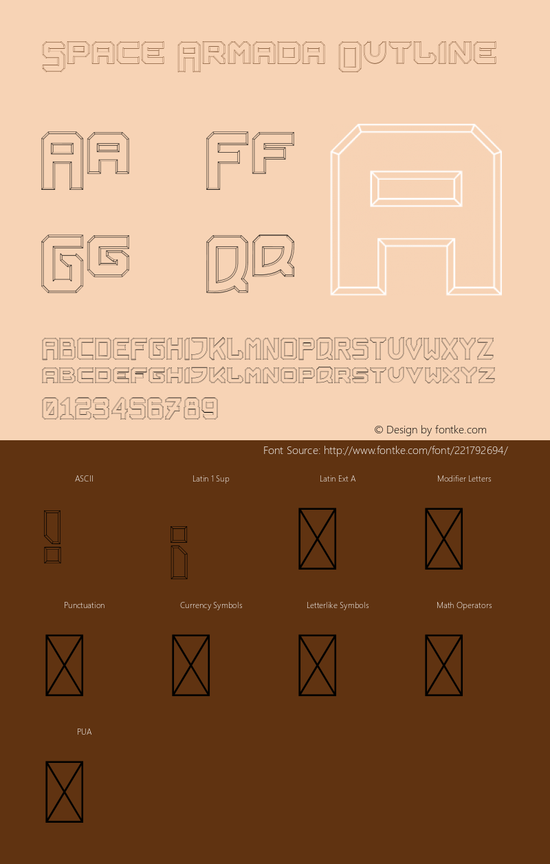 SpaceArmadaOutline Version 1.003;Fontself Maker 3.5.7图片样张