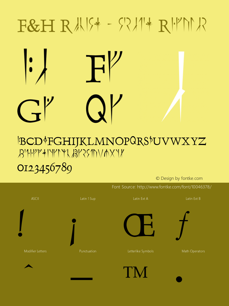 F&H Ronish - scratch Regular Unknown Font Sample